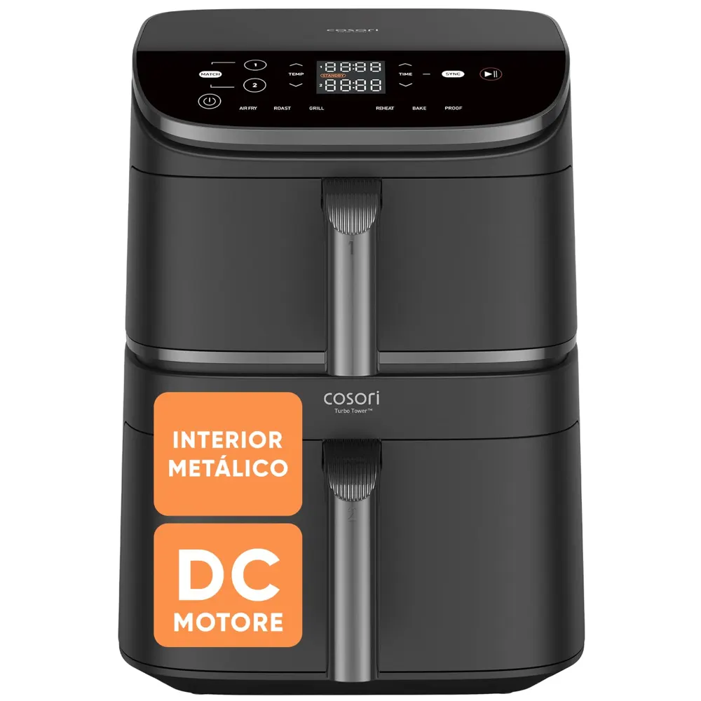 Cosori Freidora de Aire 10,8 L Turbo Tower, Doble Cesta Vertical