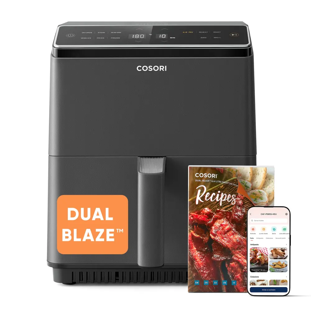 Cosori Freidora de Aire Dual Blaze 6,4L, Doble Resistencia, 11 Modos, WIFI