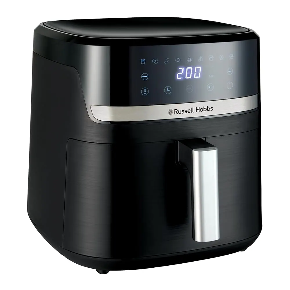 Russell Hobbs Freidora de Aire, Air Fryer, Freidora sin Aceite 8,3 L, XXL [tamaño compacto, bajo nivel ruido, pizzas de 26 cm] Satisfry (piezas aptas lavavajillas, pantalla táctil, grill) 27632-56