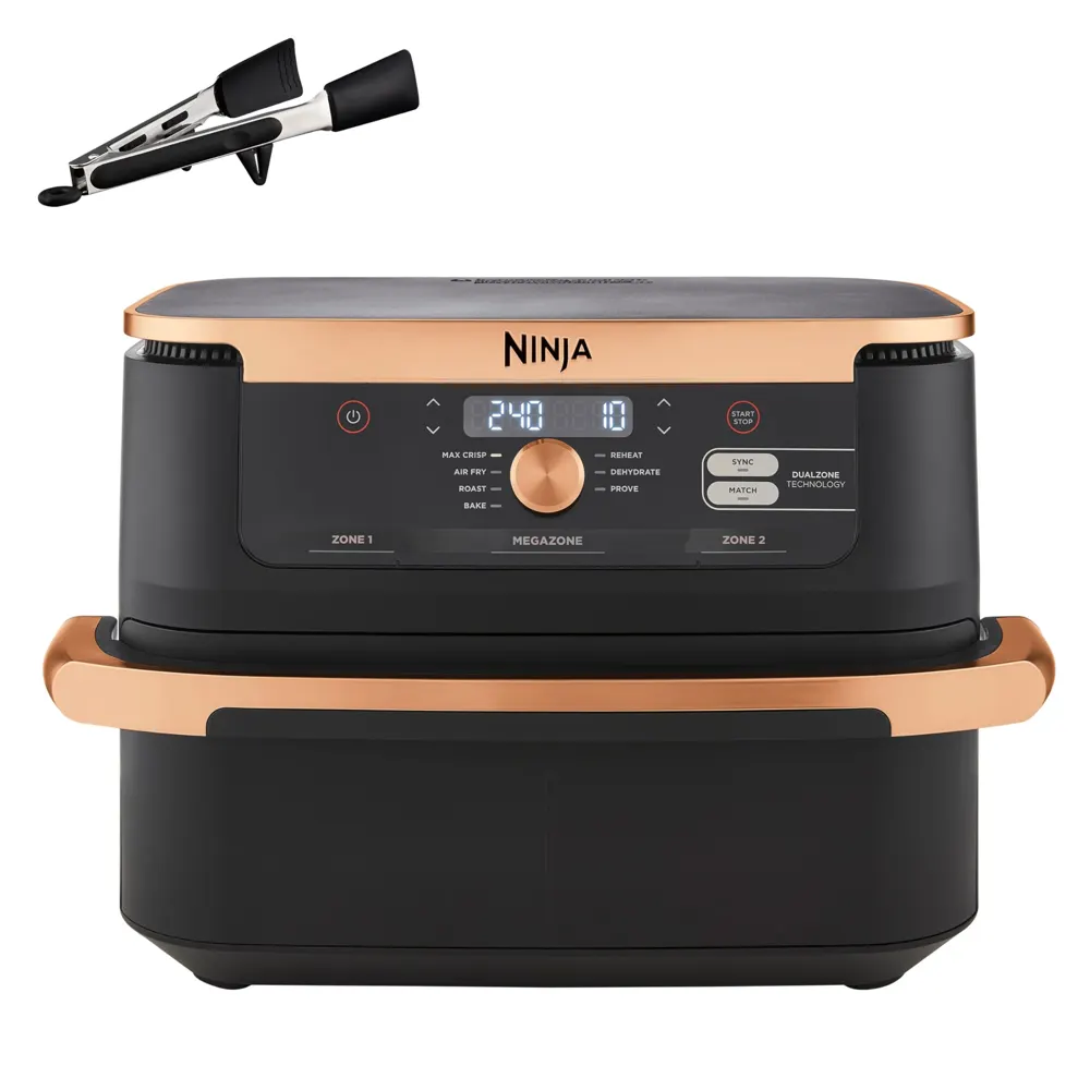 Ninja Foodi FlexDrawer, Freidora de Aire Dual Zone de 10,4L, Negro/cobre