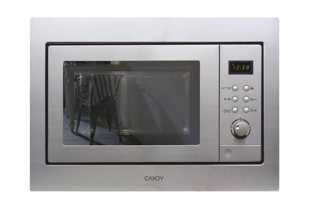 Candy MIC201EX, Microondas integrable con grill, 20L, Digital, Con marco, 8 programas automáticos, Plato giratorio 24,5cm, Descongelación tiempo y peso, 800W/1000W, Acero inoxidable antihuellas