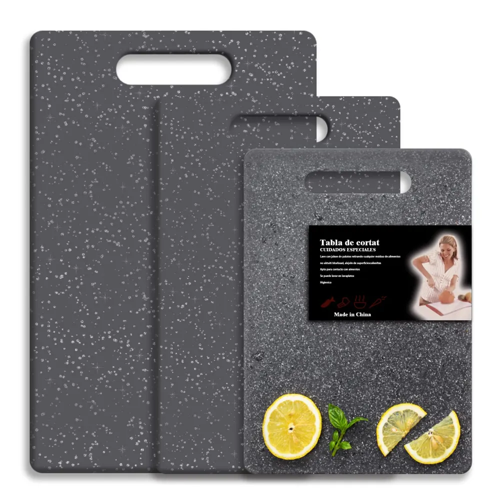 3 Pcs Tabla Cortar Cocina, Profesional Tablas para Cortar Antideslizante con Ranura, Cutting Board de Plástico con Asa, Antibacteriano y Antibacteriana Fáciles limpiar, Apto Lavavajillas